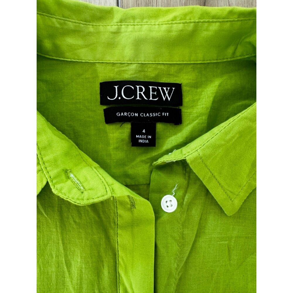 J.Crew Lime Green Garcon Classic Fit 100% Cotton Button Down Shirt Size 4 Summer - Picture 4 of 15